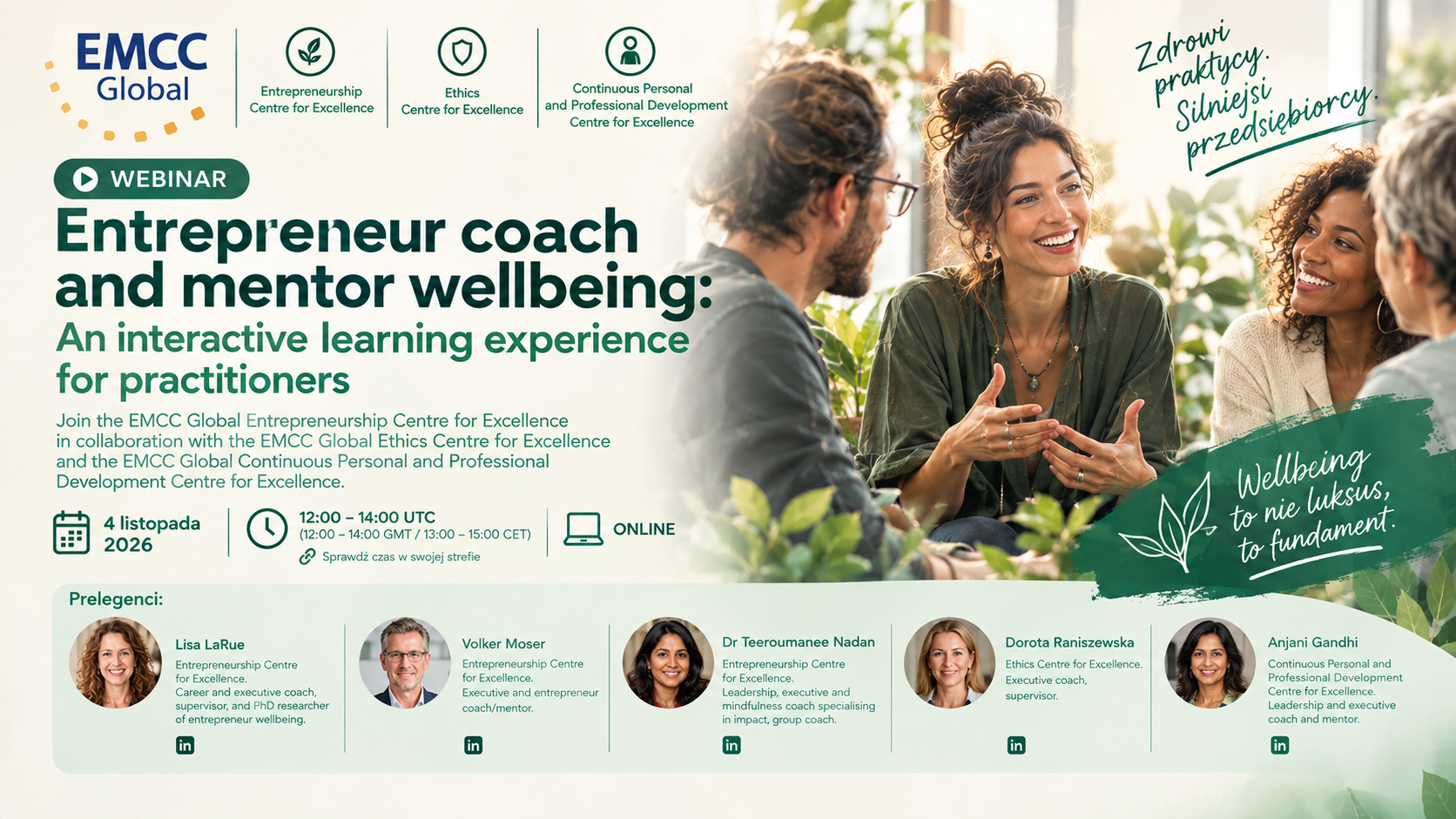 Dobrostan coachów i mentorów. Interaktywny webinar EMCC Global | 4 listopada
